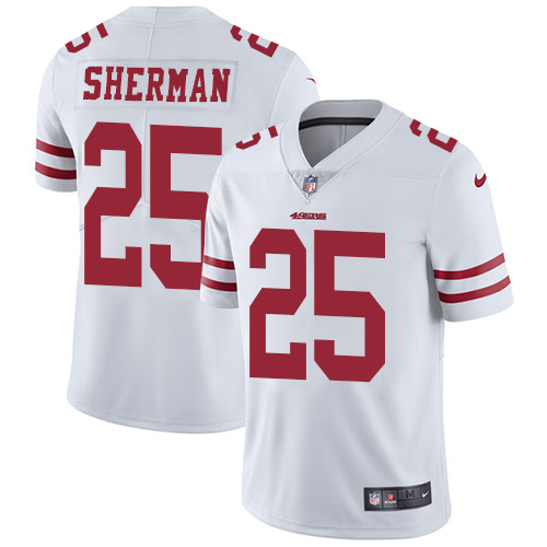 San Francisco 49ers Limited White Men Richard Sherman Road NFL Jersey #25 Vapor Untouchable